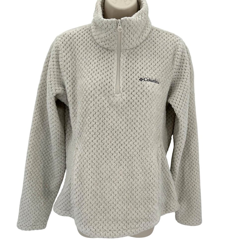 Columbia Womens White Fleece 1/4 Zip Pullover Sweater Size Small